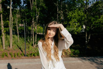 Woman with healthy long hair outdoors