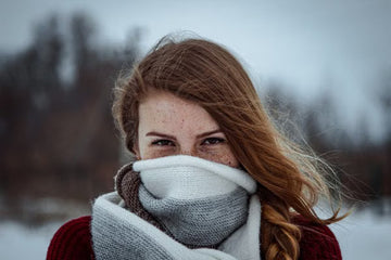 Woman with long hair outdoors in winter