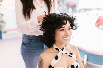 Woman with a freshly styled short haircut