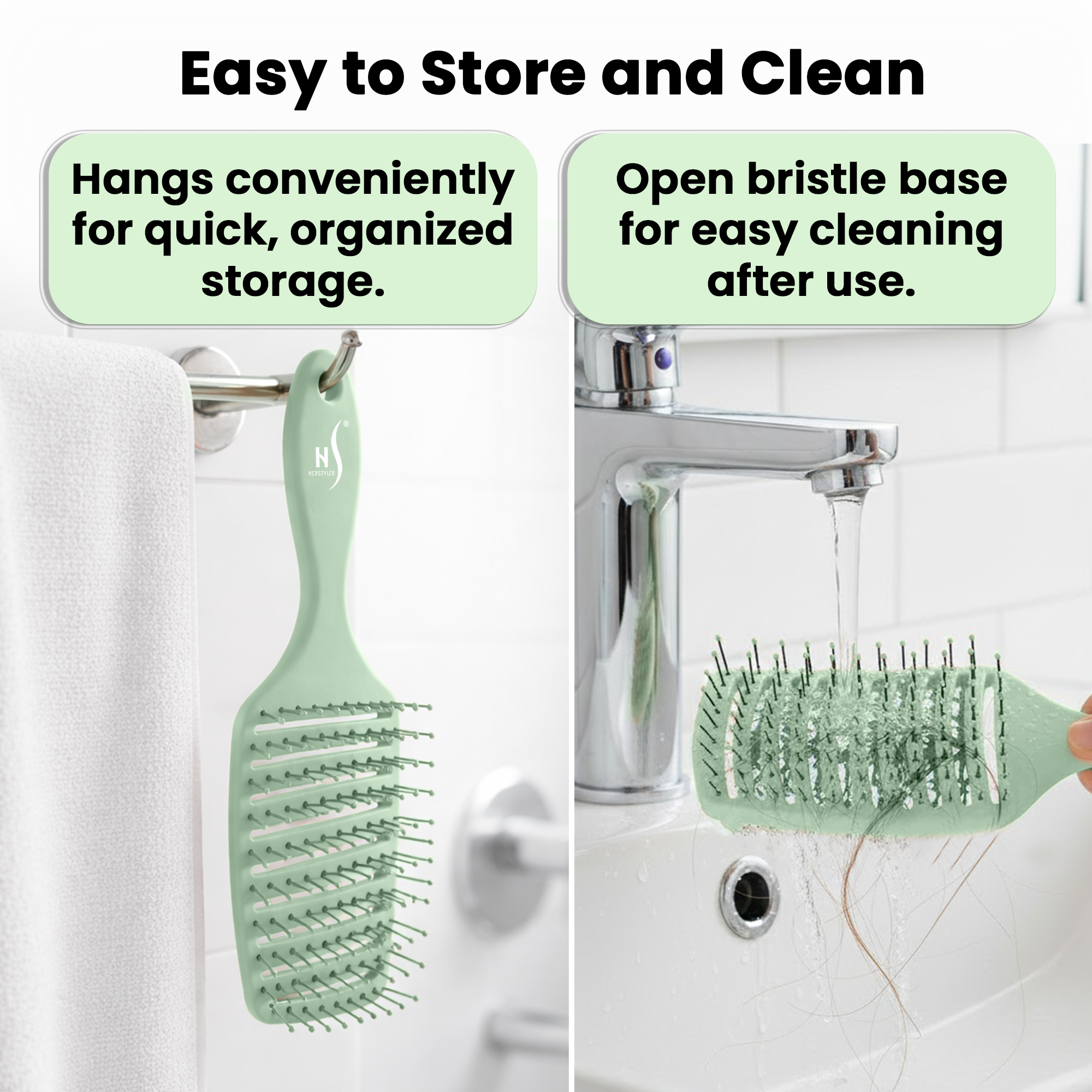 Herstyler Professional Vented Hair Brush - Green Goddess