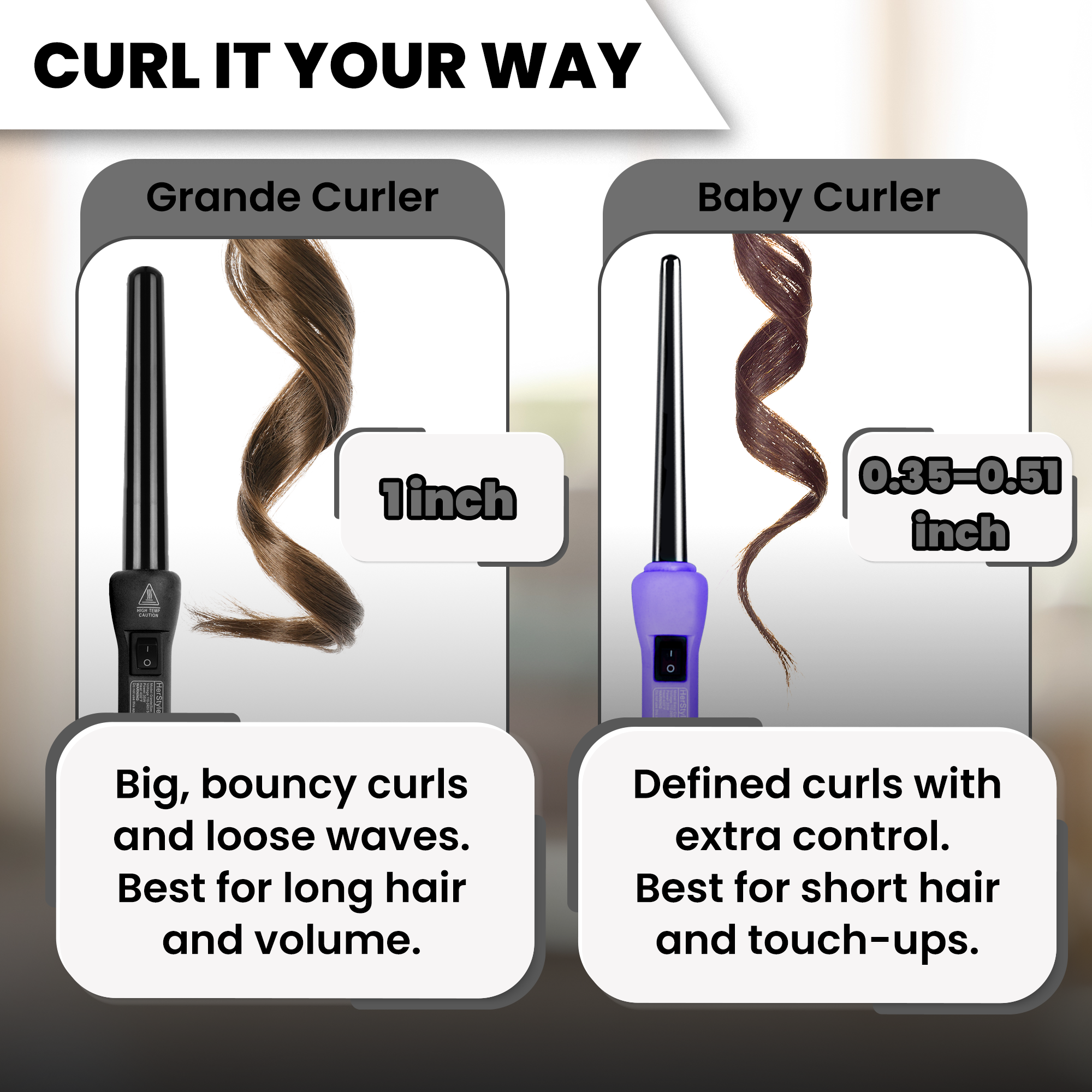 Herstyler Grande Ceramic Curling Iron - Black