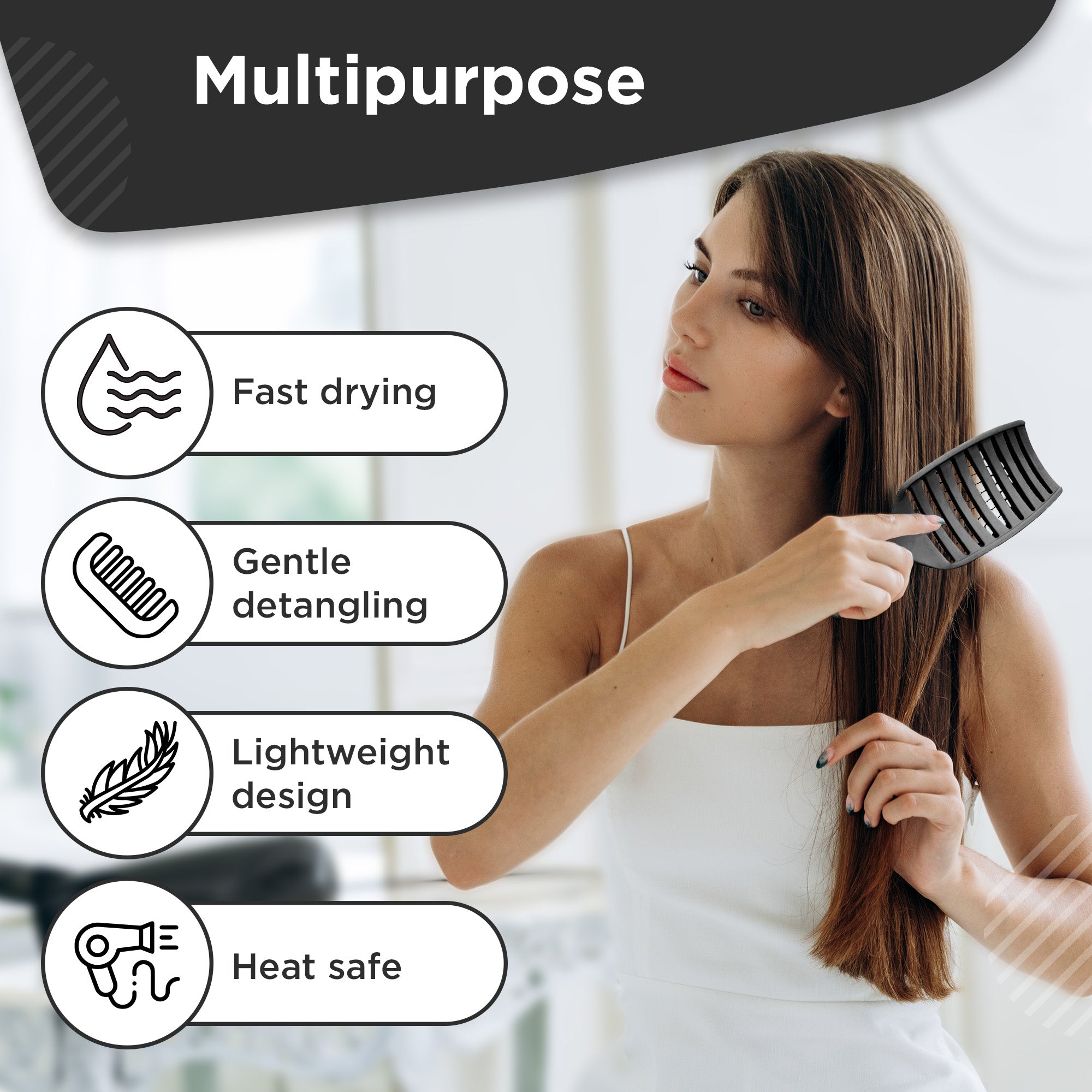 Herstyler Professional Vented Hair Brush - Midnight Black