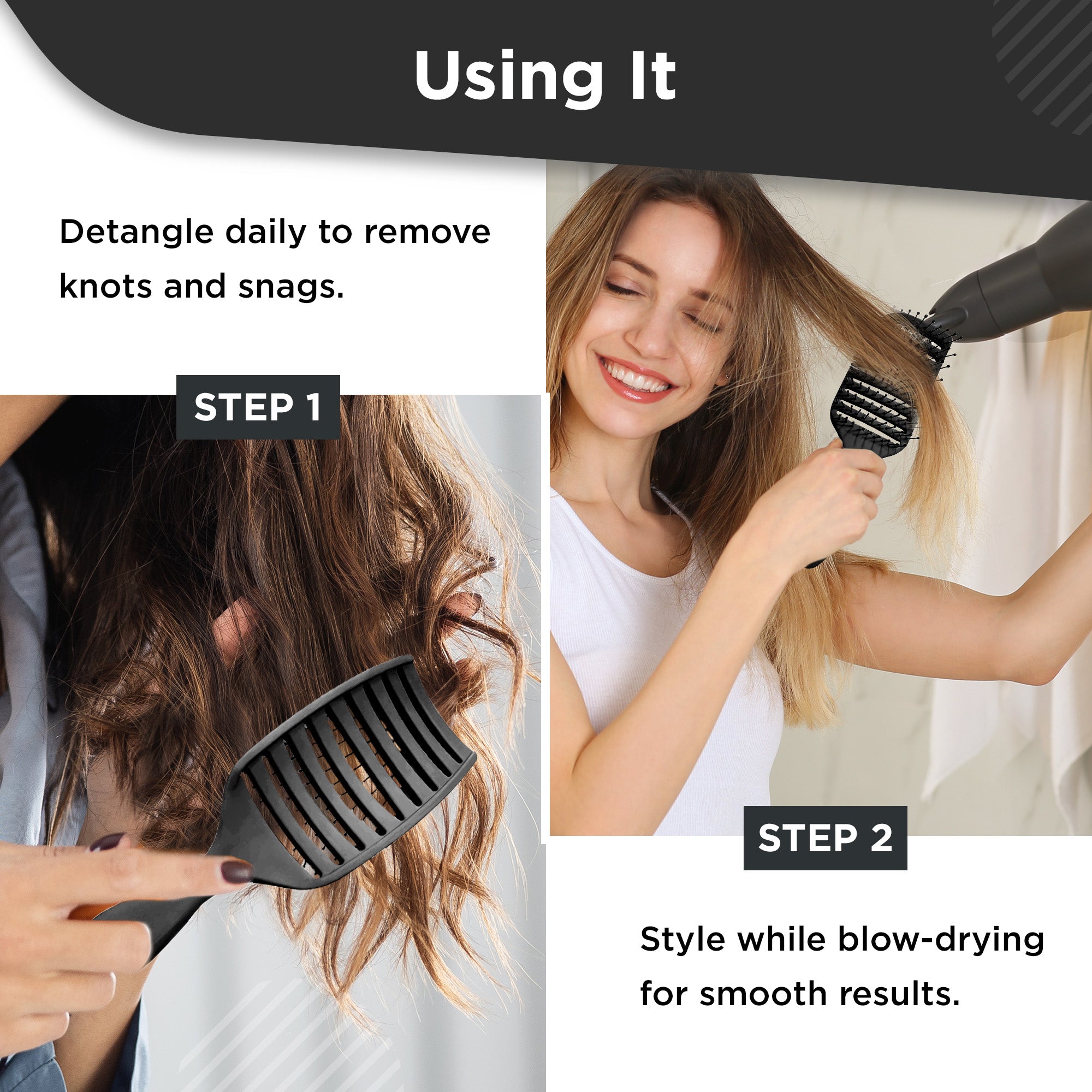 Herstyler Professional Vented Hair Brush - Midnight Black